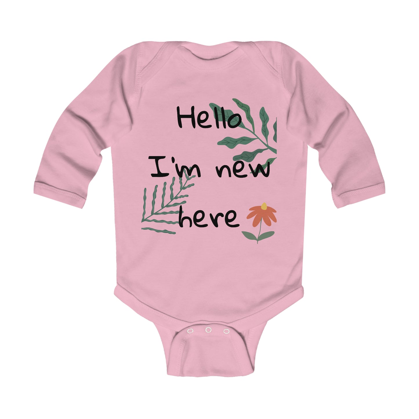 Hello, I'm New Here Infant Long Sleeve Bodysuit